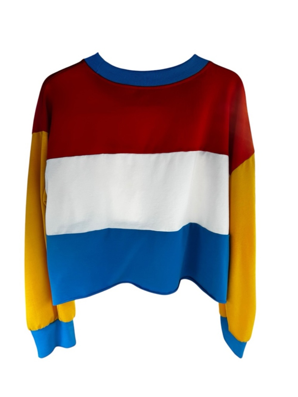 Primary Color Blocked Striped Long Sleeve Crop Top - Picture 3 of 4